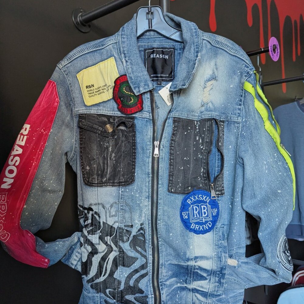 Reason Rxxsxn Denim Jacket - Distressed Blue With… - image 2